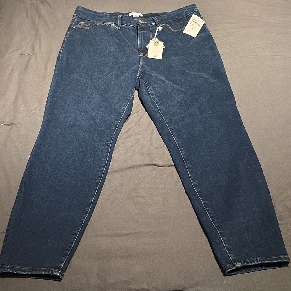 Good American Dark Blue Straight Leg Jeans